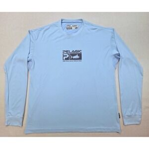 Pelagic Shirt Mens L Blue Black LIMITED USE Aquatek Offshore UV Sun Protection